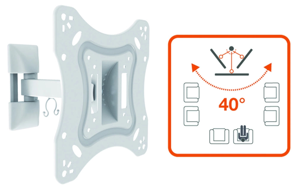 SUPPORTO A PARETE CON BRACCIO MENSOLA PER TV 28/42"  BIANCO -451059