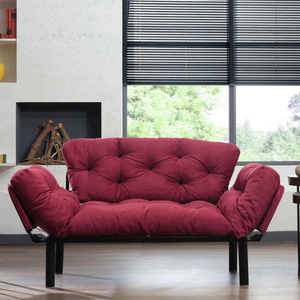 Guchol, Divano Letto 2 Posti Contenitore, 155x70 cm Rosso