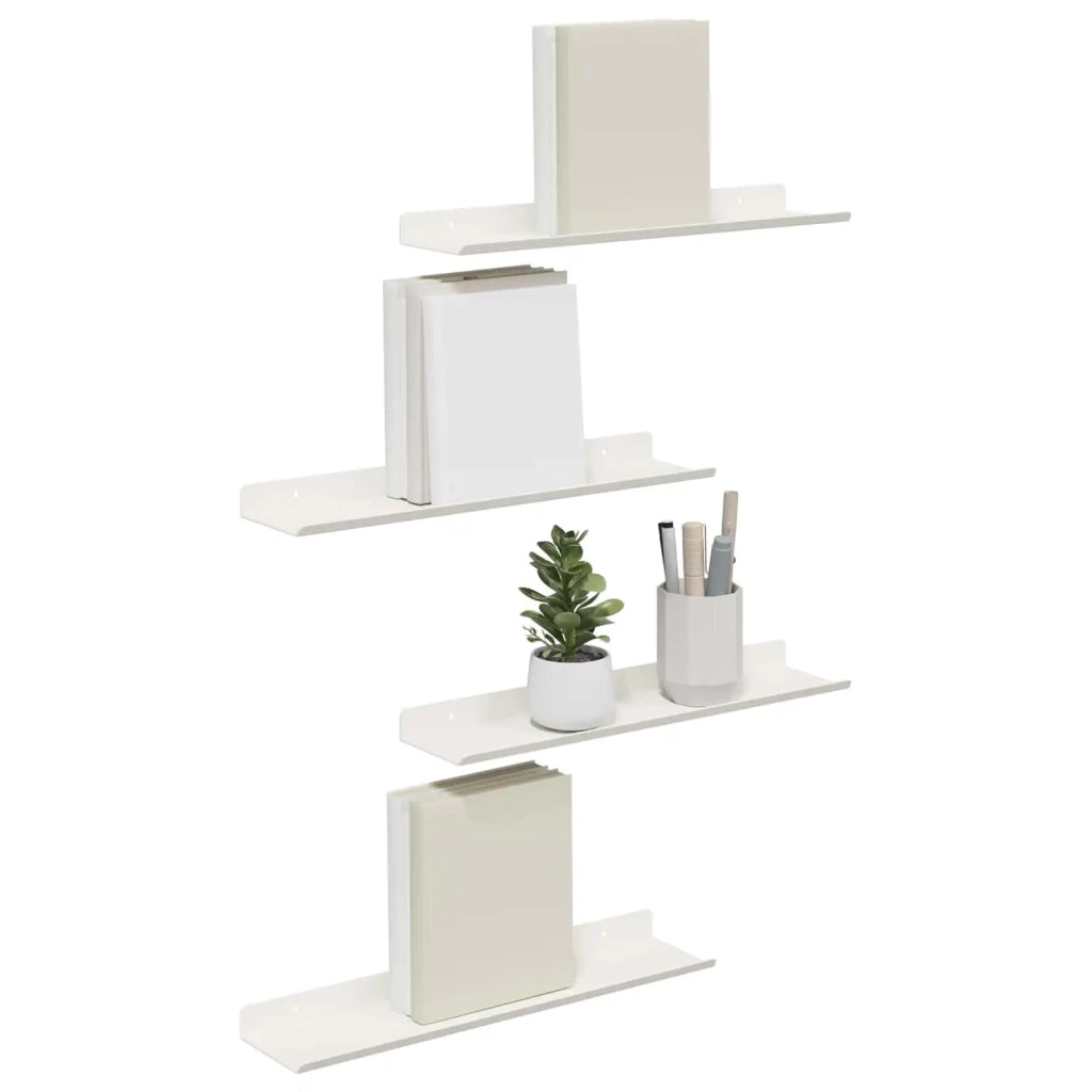 Mensola sospesa 4 pcs Bianco 40 x 8,5 x 2,5 cm Acciaio