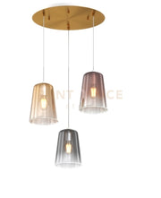 SOSPENSIONE OTTONE SAT. TONDA 3 LUCI (1 AM+1 RA+1 CR) 1164OS-S3 T-MC