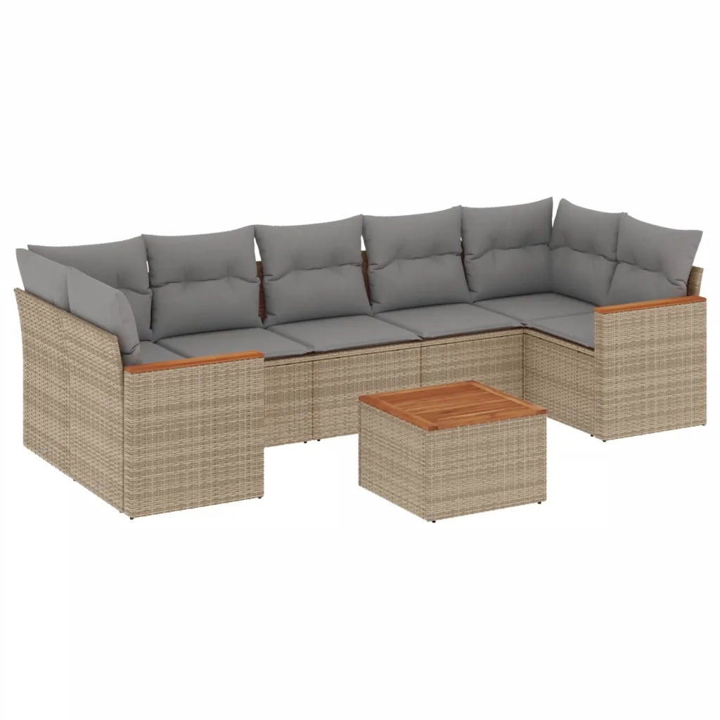 Set Divano da Giardino 8 pz con Cuscini Beige in Polyrattancod mxl 112523