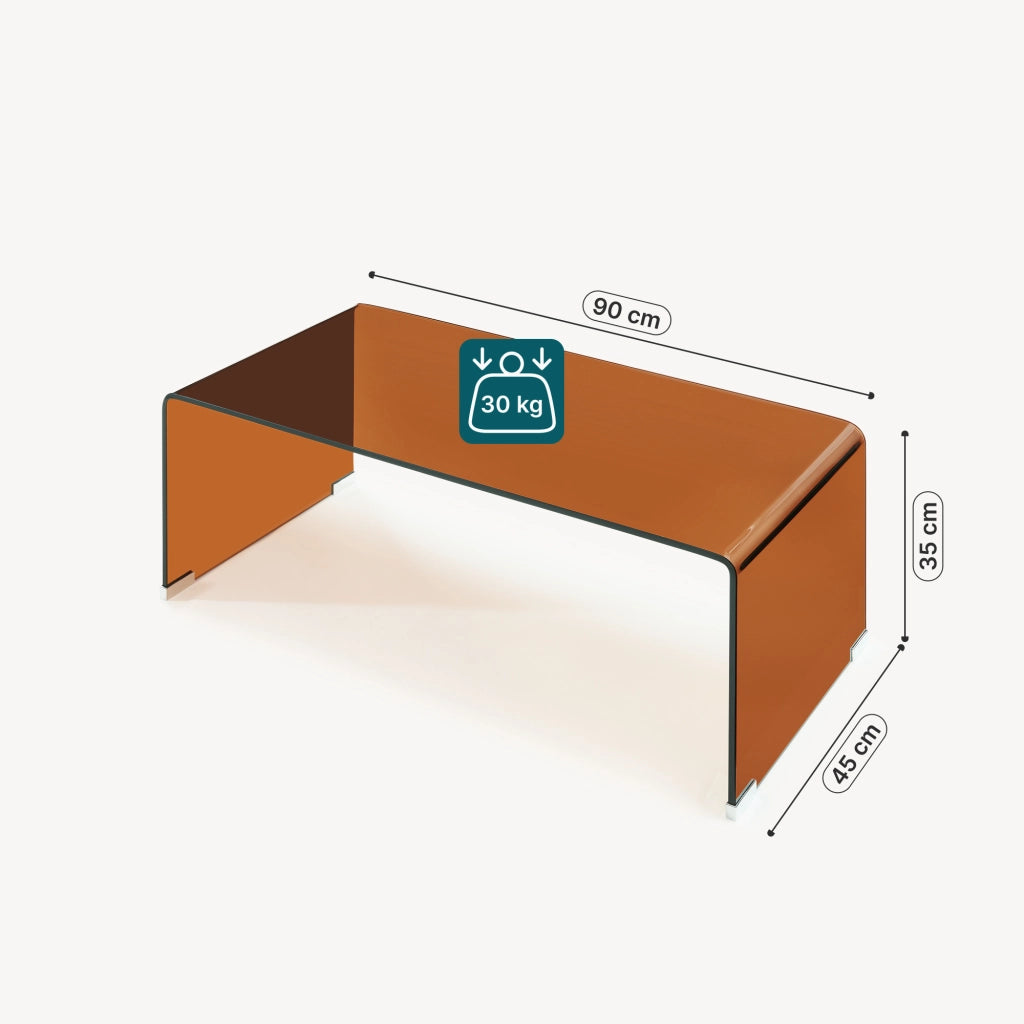 Tavolino da Caffè Väsas in Vetro 90 x 45 x 35 cm - Marrone [en.casa]
