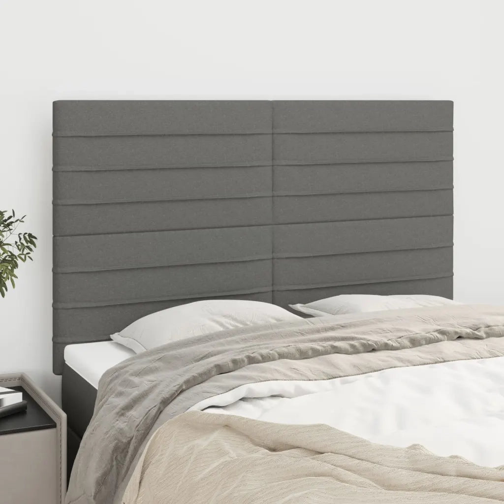 Testiera | Testata Grigio Scuro 144x5x118/128 cm Tessuto