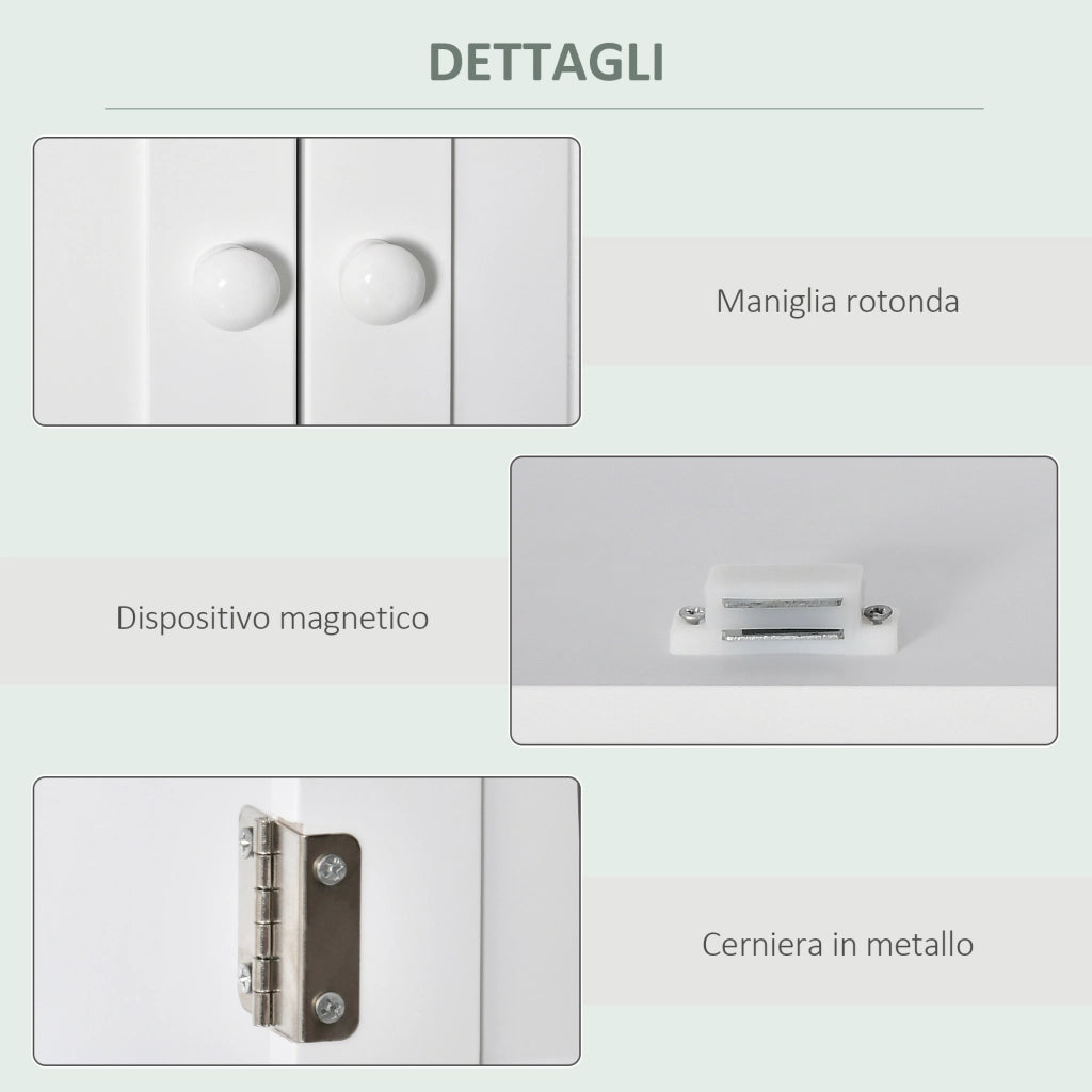 Mobile Bagno Sospeso con Armadietto 2 Ante e Ripiano Aperto ¨C Zephmum ¨C Bianco 60x30x