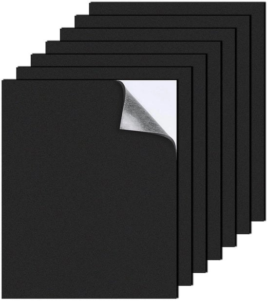 Pacco di 7 Veli di Schiuma Autoadesivi 250 x 200 x 3 mm Nero - Mattonella Antiscivolo per Mobili Porte Finestre Ricamo Fai da Te