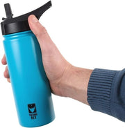 Fiaschetta isolata 550 ml nera opaca blu turquesa – impermeabile, mantiene bevande calde o fredde