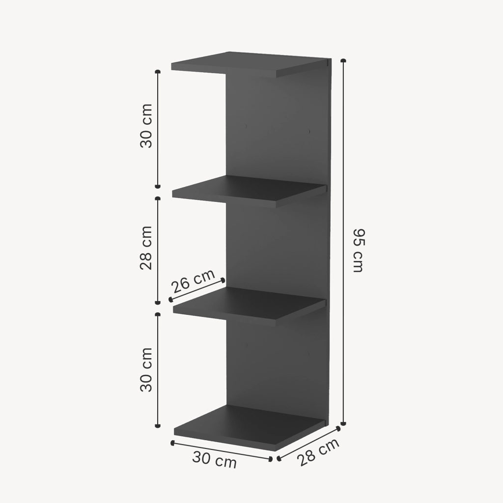 Mensola da Parete Surahammar Libreria Scaffale a Muro con 4 Ripiani - Nero [en.casa]