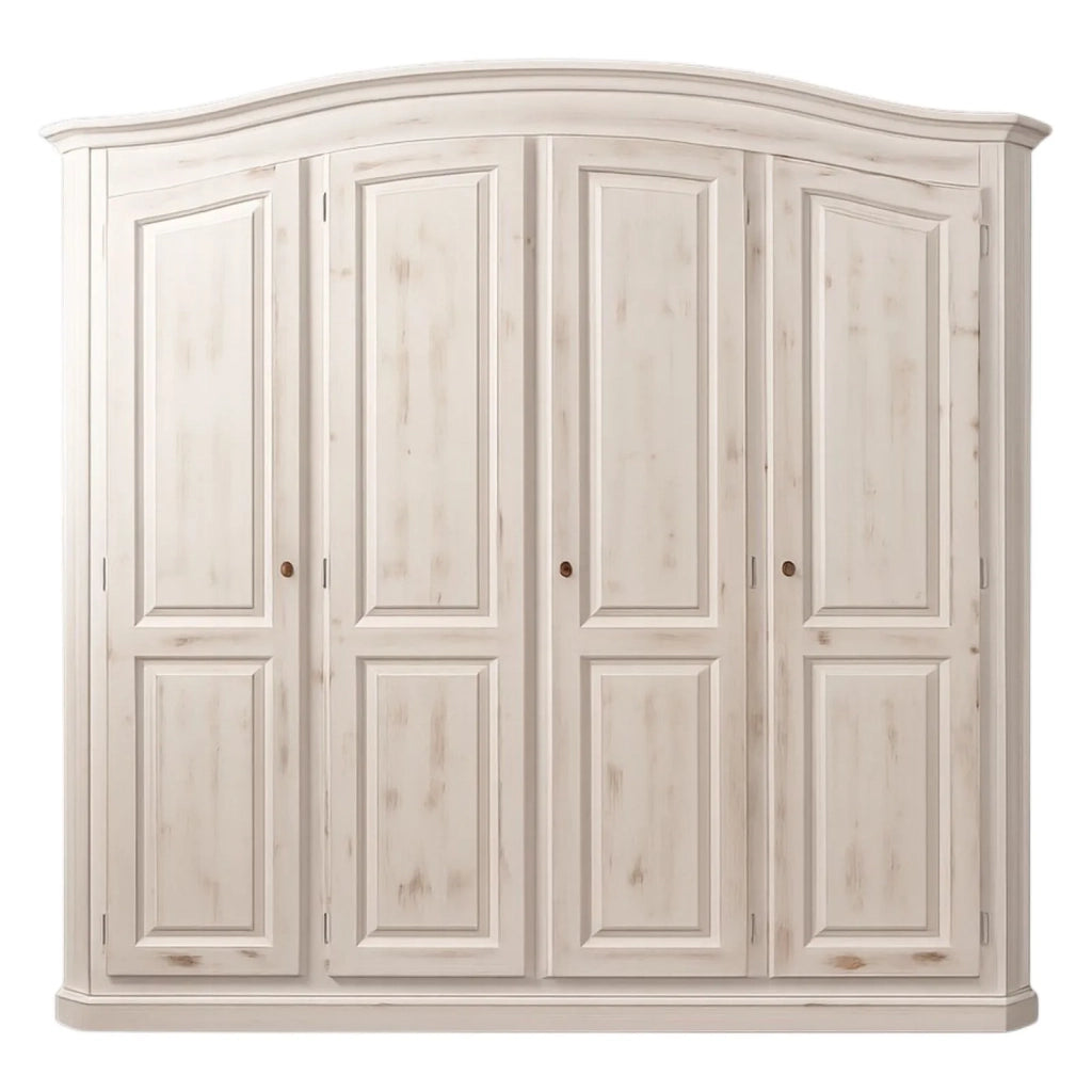 Armadio shabby 4 ante legno abete bianco anticato 231x63x219 - Mobili 2G