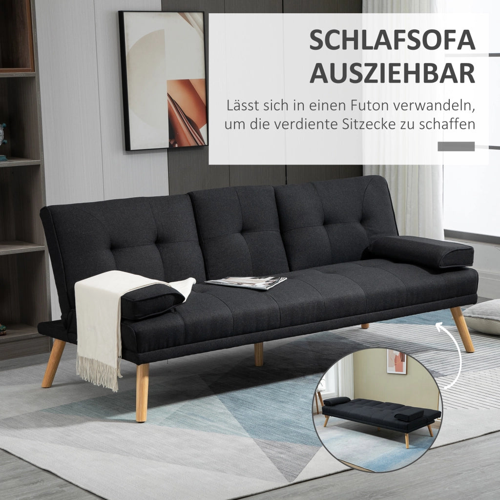 Divano letto ¨C zephmum ¨C 181x77x78 cm, nero, tessuto