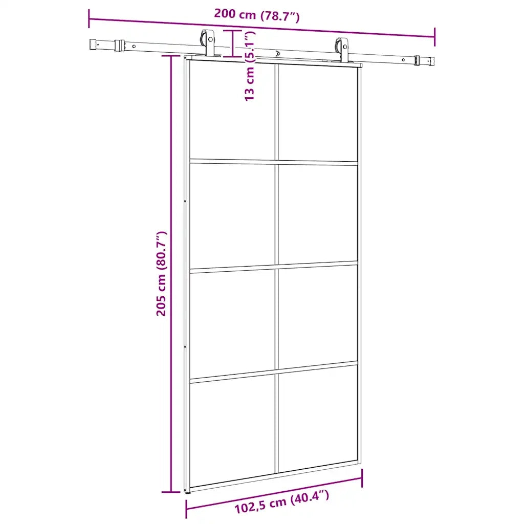 Porta Scorrevole con Ferramenta Nera 102,5x205 cm in Vetro ESG 3375867