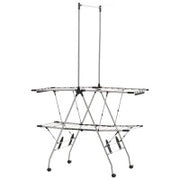 Stendibiancheria Pieghevole con Ruote, Ampio Spazio di Stenditura, Acciaio Inossidabile, 138,5 x 63 x 208 cm, Argento e Nero
