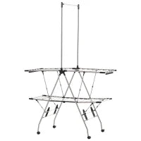 Stendibiancheria Pieghevole con Ruote, Ampio Spazio di Stenditura, Acciaio Inossidabile, 138,5 x 63 x 208 cm, Argento e Nero
