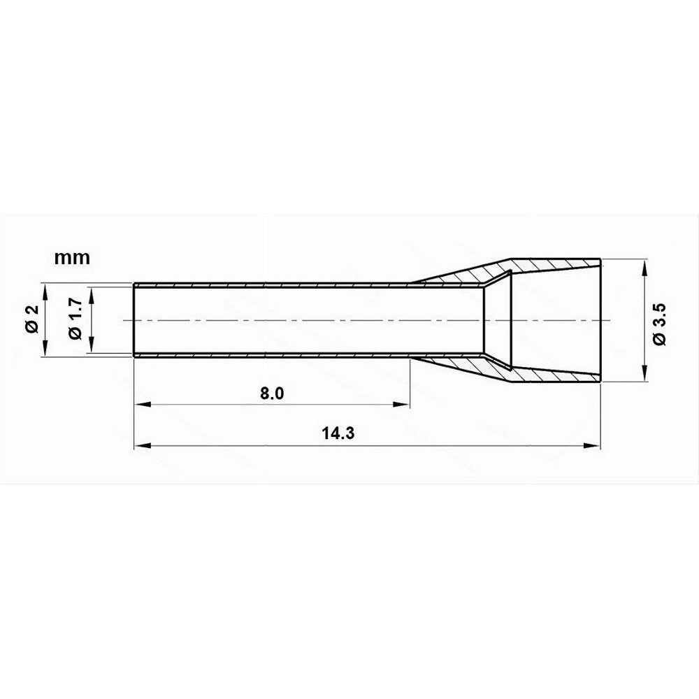 Trade Shop - Confezione 100pz Tubetto Capicorda Isolato Per Cavi 1.5mm² Terminale Da 8mm E1508 - Rosso