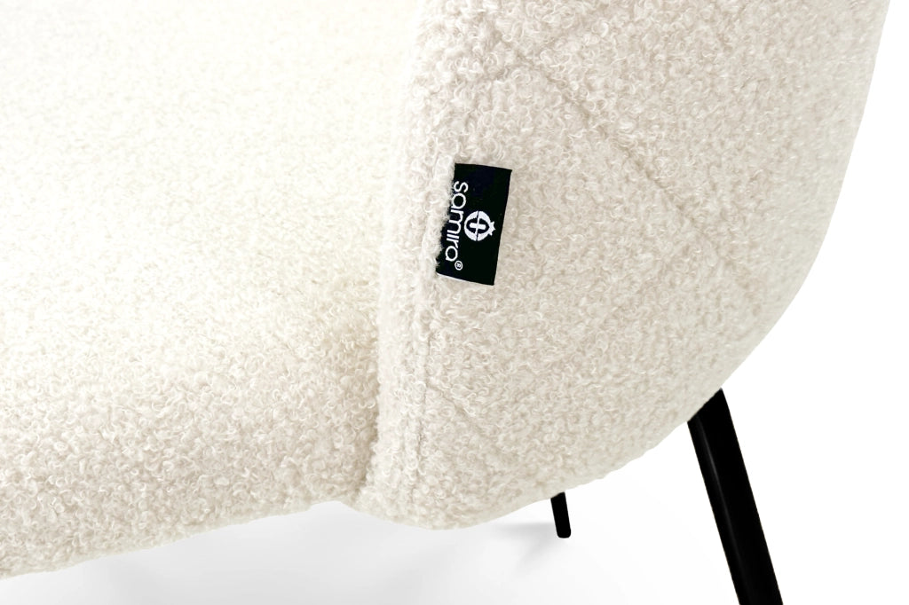 Set di 2 sedie da pranzo imbottite in tessuto bouclé avorio piede nero – Nicole - SD11NIPN-B