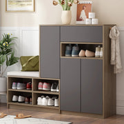Panca portascarpe e armadio scarpe multifunzione con seduta imbottita e ripiani regolabili, grigio, 140/35/110 cm