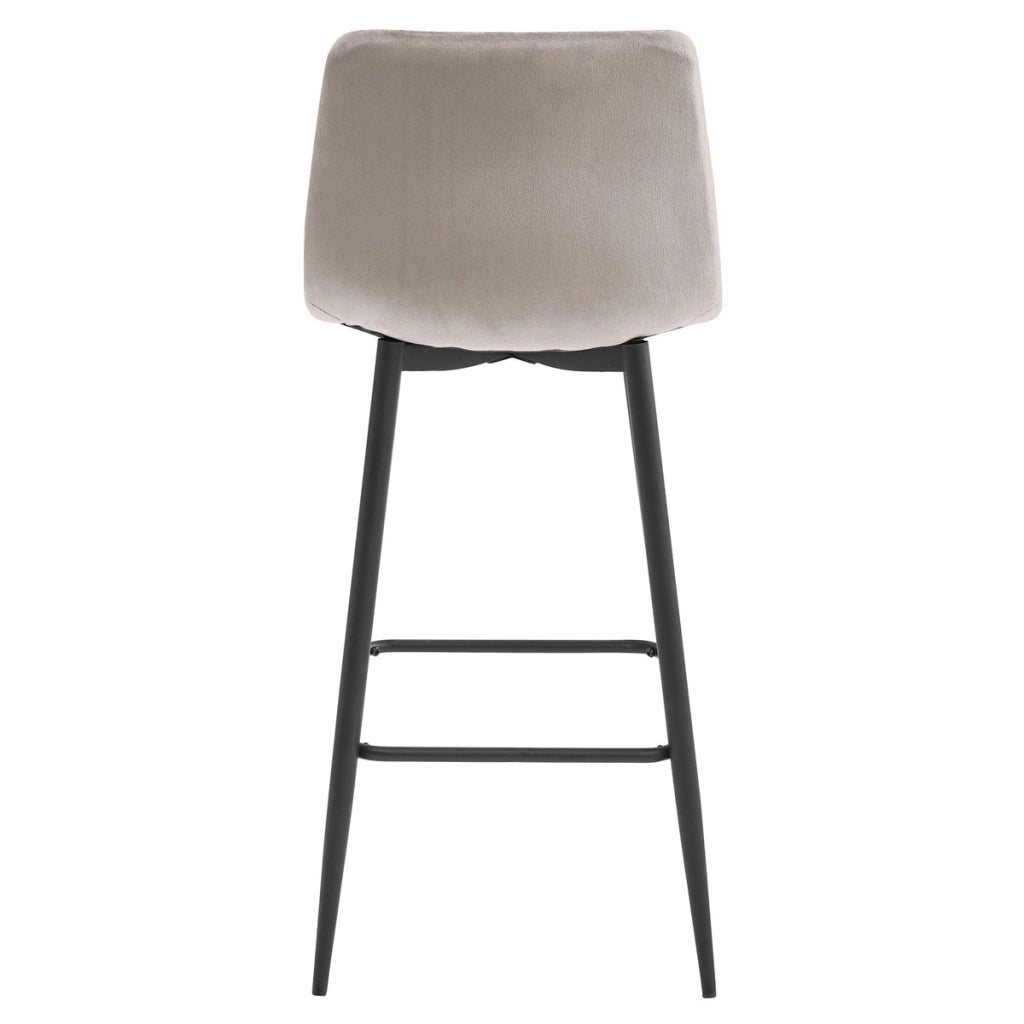 Sgabello da bar Arceto in velluto beige scuro e metallo nero
