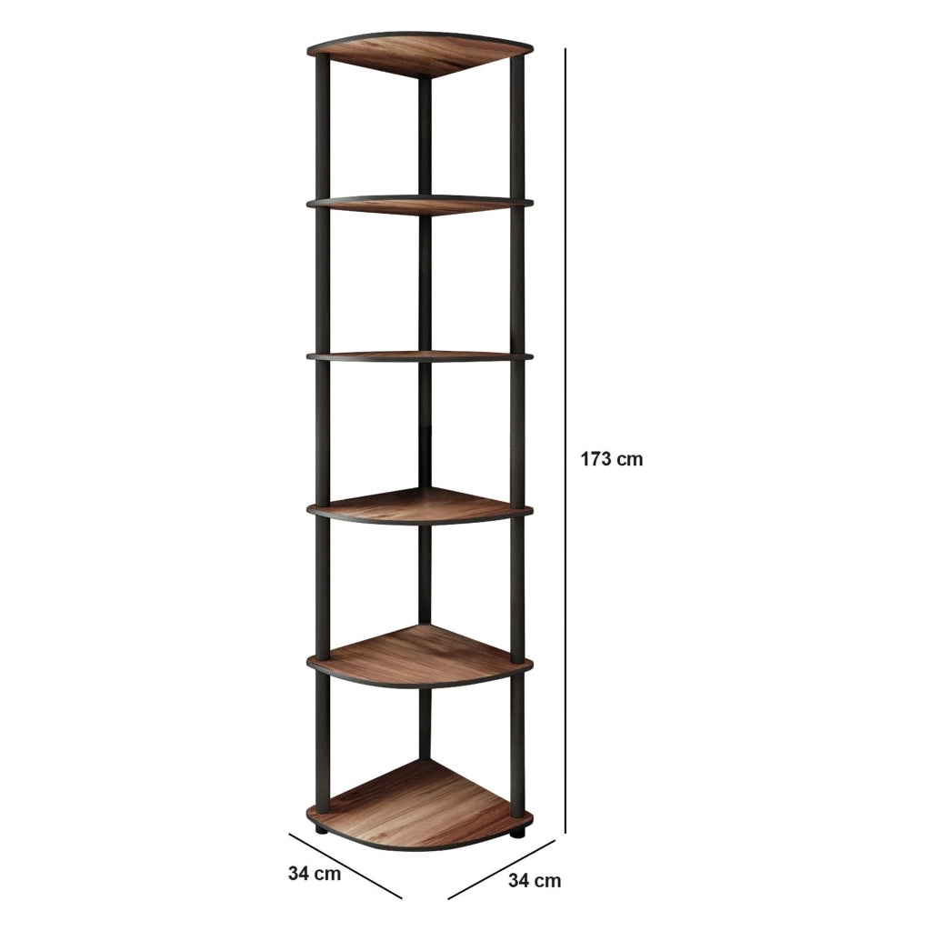 Biblioteca Schiavon, Libreria 5 Ripiani, 34x34x173h cm Marrone Noce
