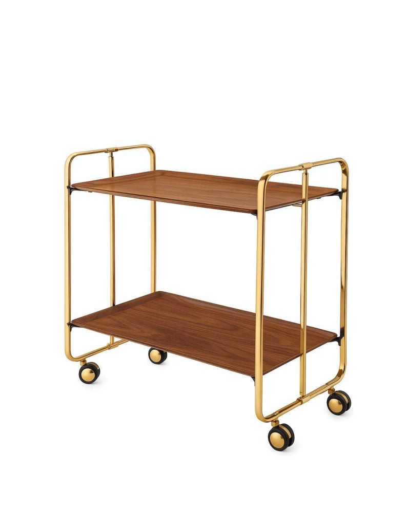Carrello da cucina pieghevole dorato con ruote BAUHAUS 2 ripiani