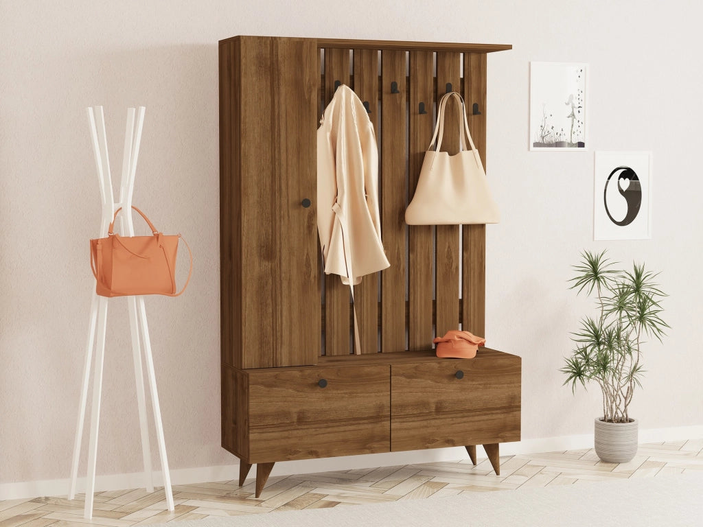 Mobile da ingresso in legno "Lala" - 35 x 112 x 170 cm - Noce