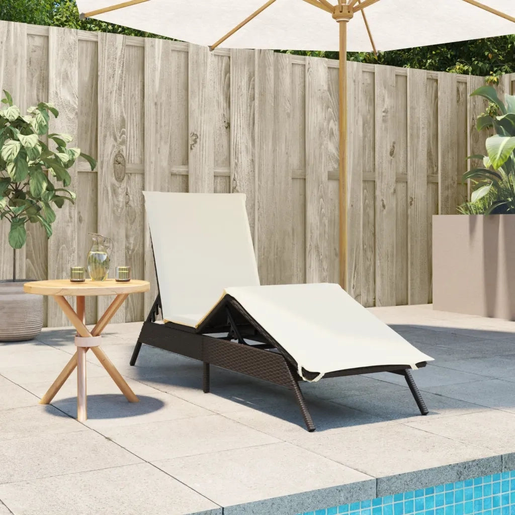 Lettino Prendisole | Sdraio da giardino | Lettino da sole con Cuscino Marrone in Polyrattan