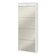 Scarpiera 4 Ante Specchio 1 Cassetto P29 Kit Ossido Bianco cm 63x29x164h - Sarmog