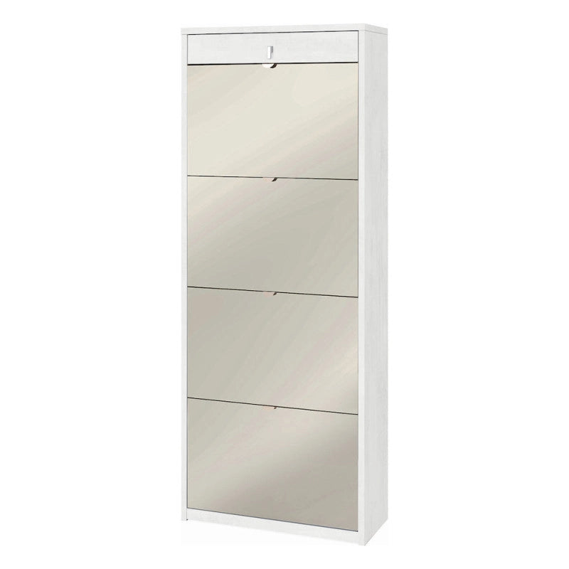 Scarpiera 4 Ante Specchio 1 Cassetto P29 Kit Ossido Bianco cm 63x29x164h - Sarmog