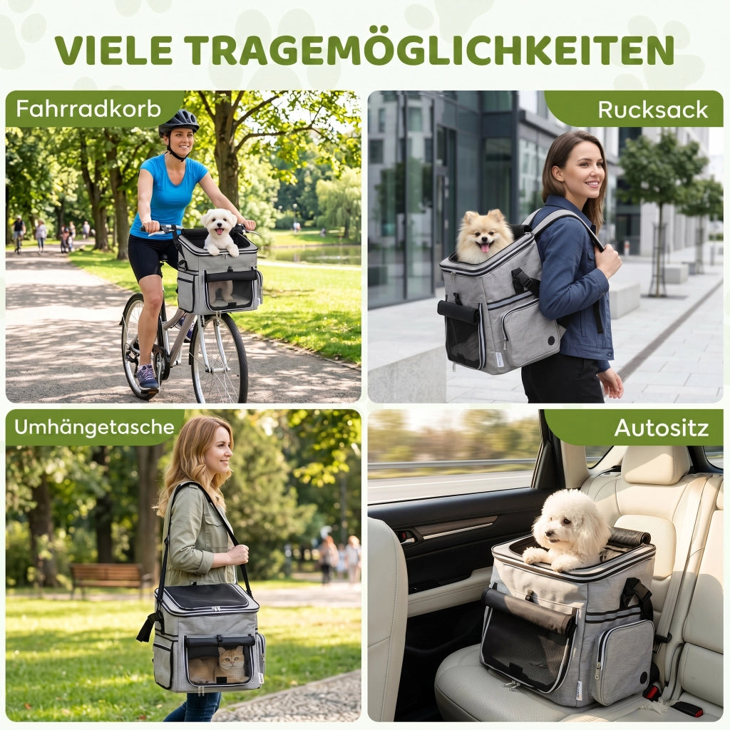 Cestino per Bicicletta per Cane ¨C Zephmum ¨C Grigio Chiaro