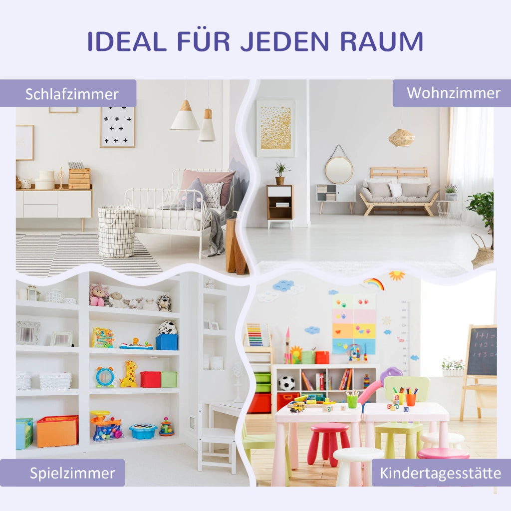 Libreria per bambini 2 in 1 con panca ¨C zephmum ¨C Bianco + Grigio 103x30x62 cm