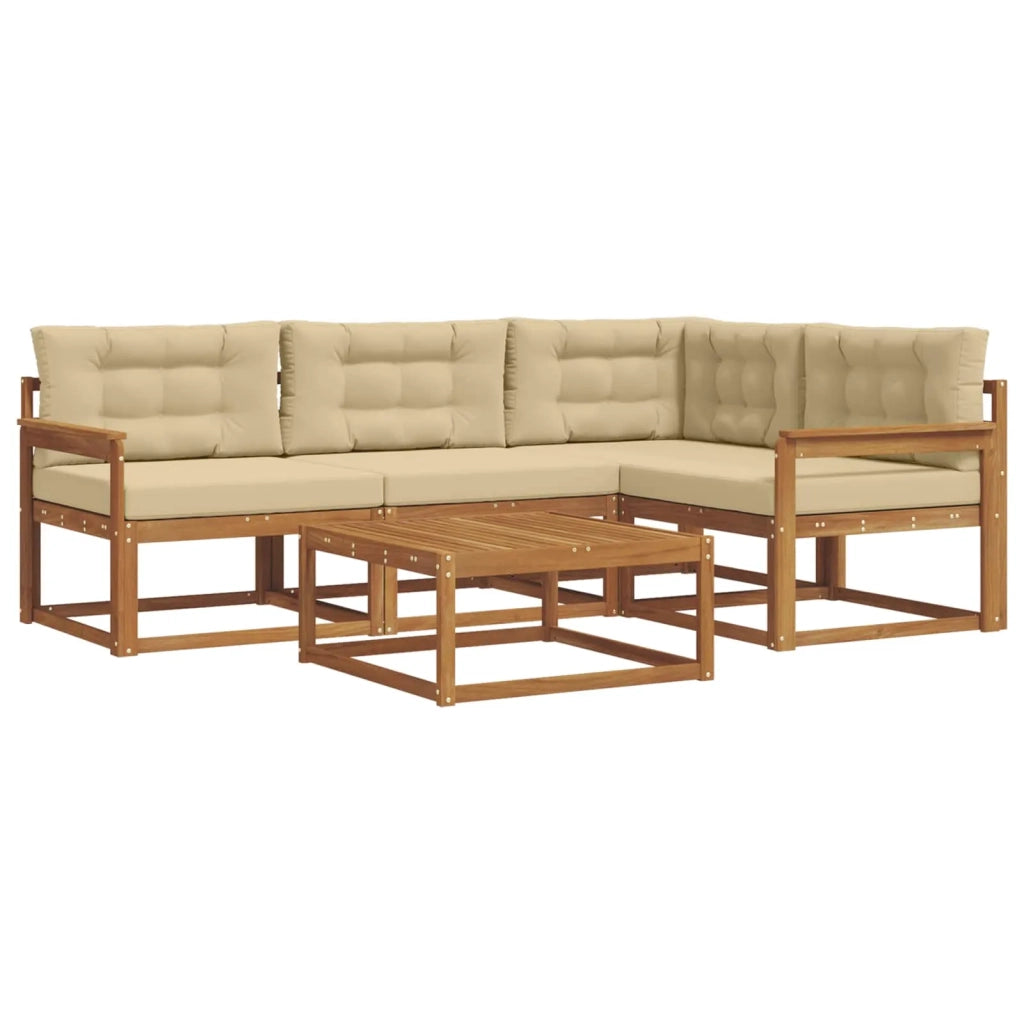 Set di divani da esterno con cuscino 5 pcs Naturale e Beige 3367536