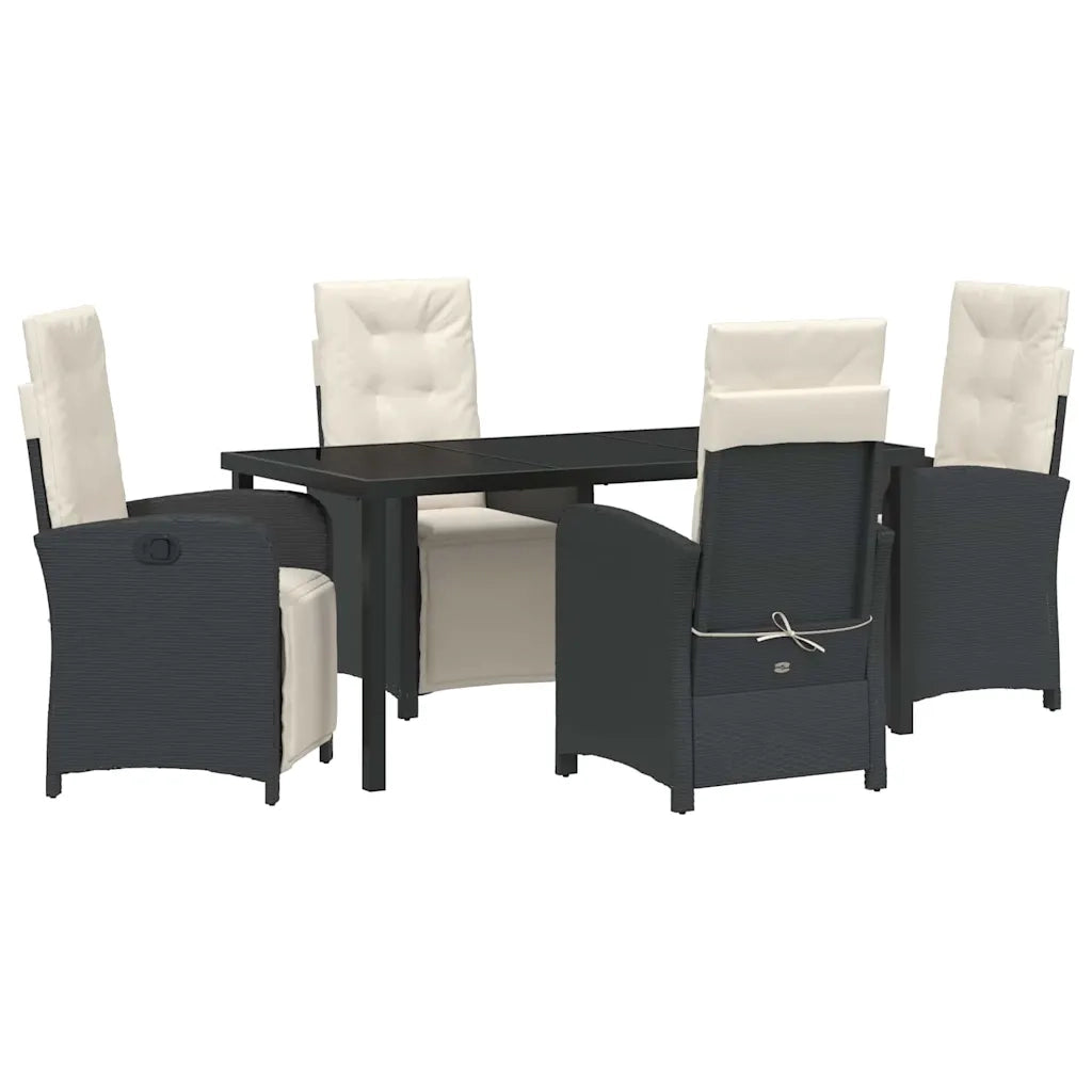 Set da Pranzo per Giardino con cuscino 5 pcs Nero polyrattan 3380305