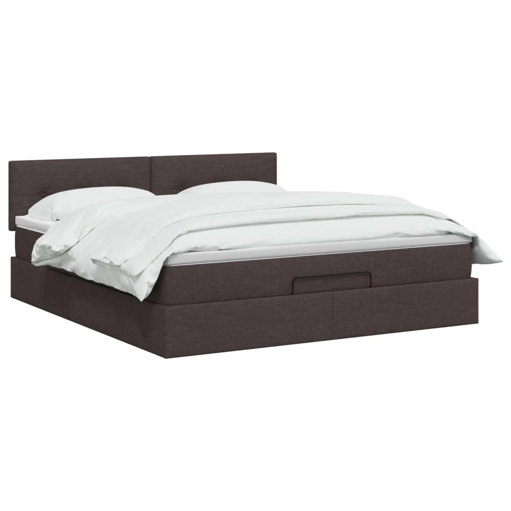 Letto Ottomano con Materasso e LED Marrone Scuro 140 x 200 cm 3456915