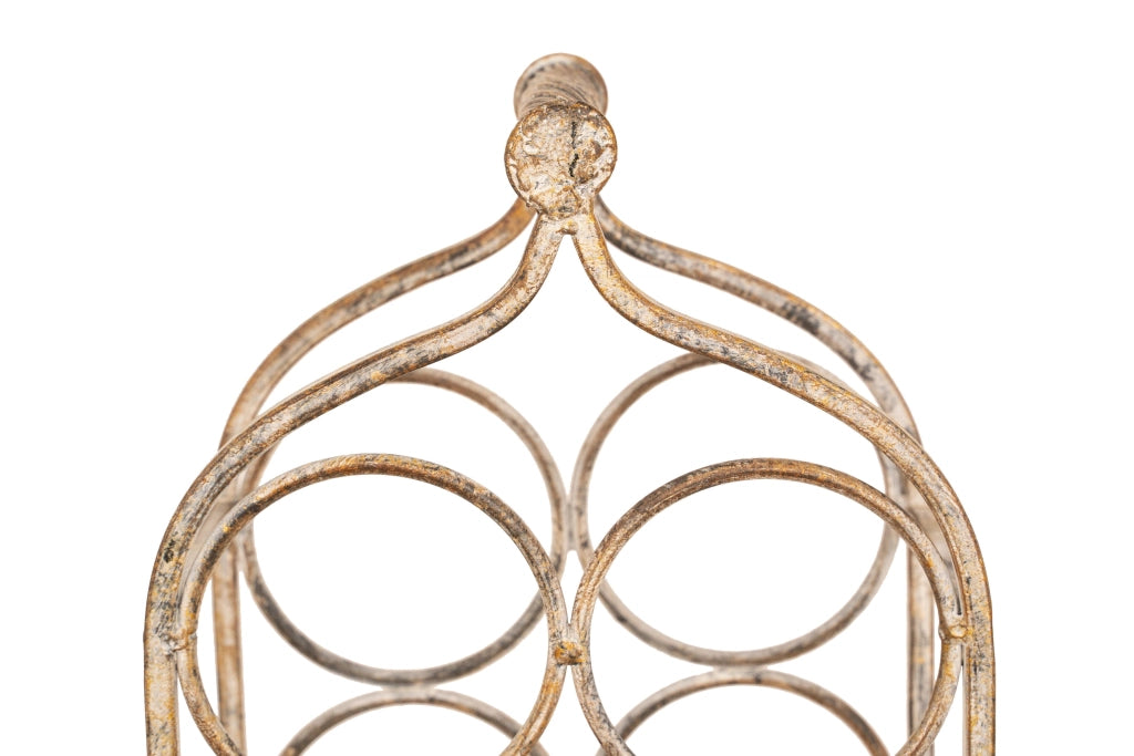 Biscottini Porta bottiglie in ferro battuto finitura bianca anticata L24xPR12xH105 cm