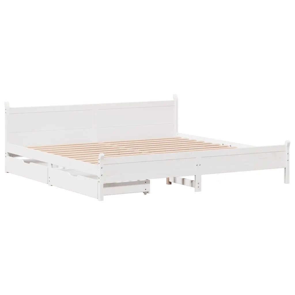 Letto matrimoniale | Letto per adulti | Letto senza Materasso Bianco 180x200 cm Legno Massello di Pino