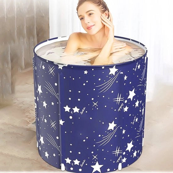 Zitbad per Adulti - Secchio da Bagno - Bagnetto per Bambini - Bagnetto Portatile - Bagnetto da Trasportare - Bagnetto a Vasca - Blu con Stelle