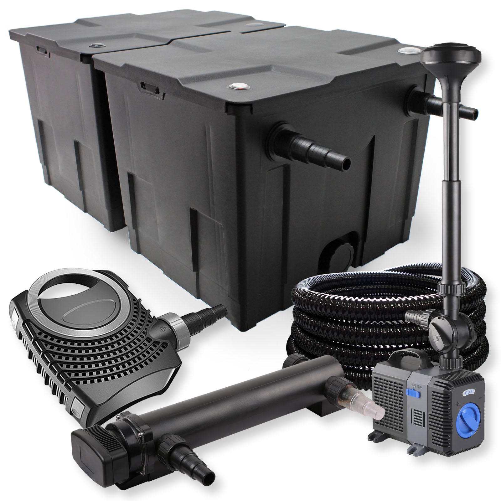 Set laghetti filtro a 2 camere 60000l chiarificatore 24W pompa 70W tubo pompa fontana