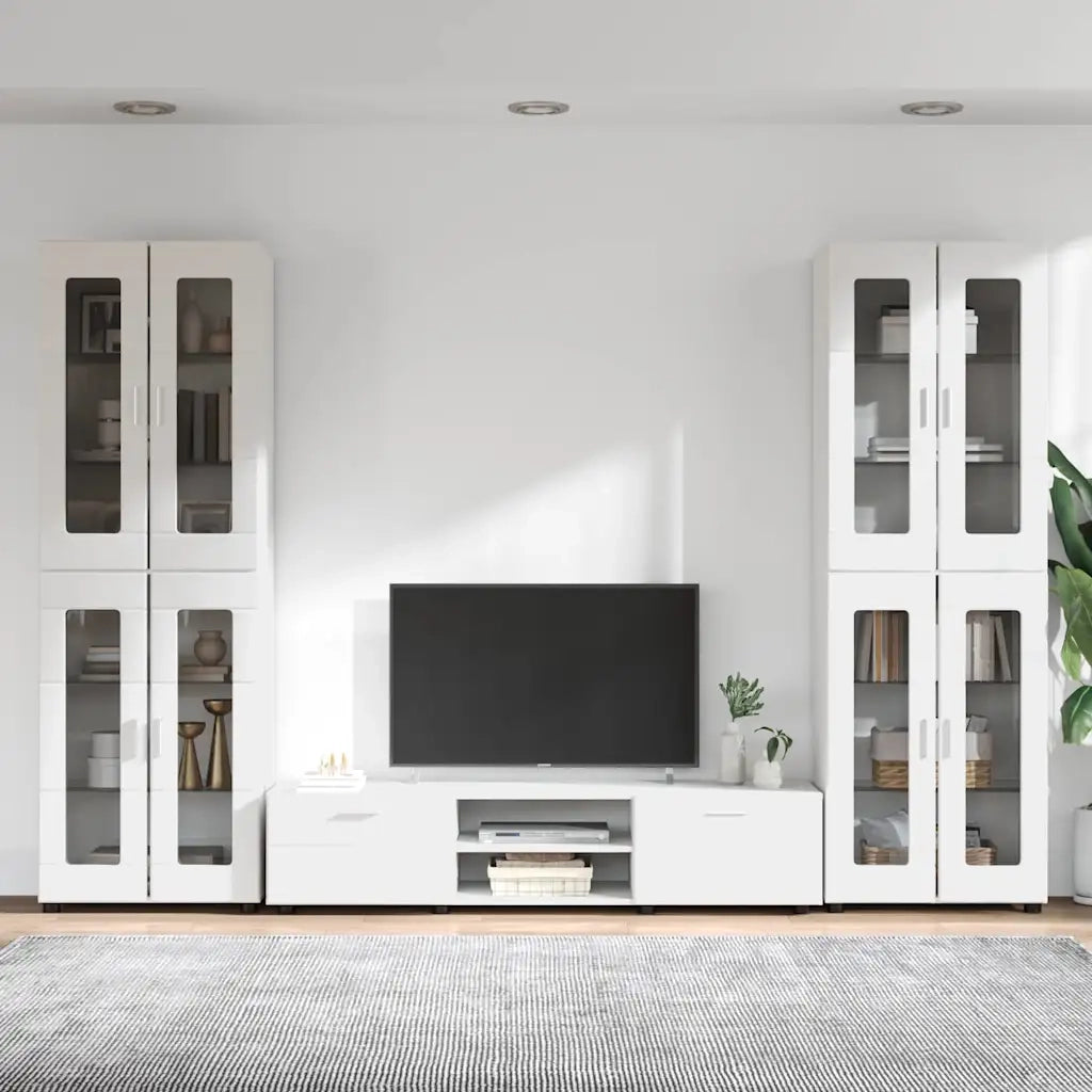 Set mobile TV con cassetto FLORIN Bianco Legno multistrato