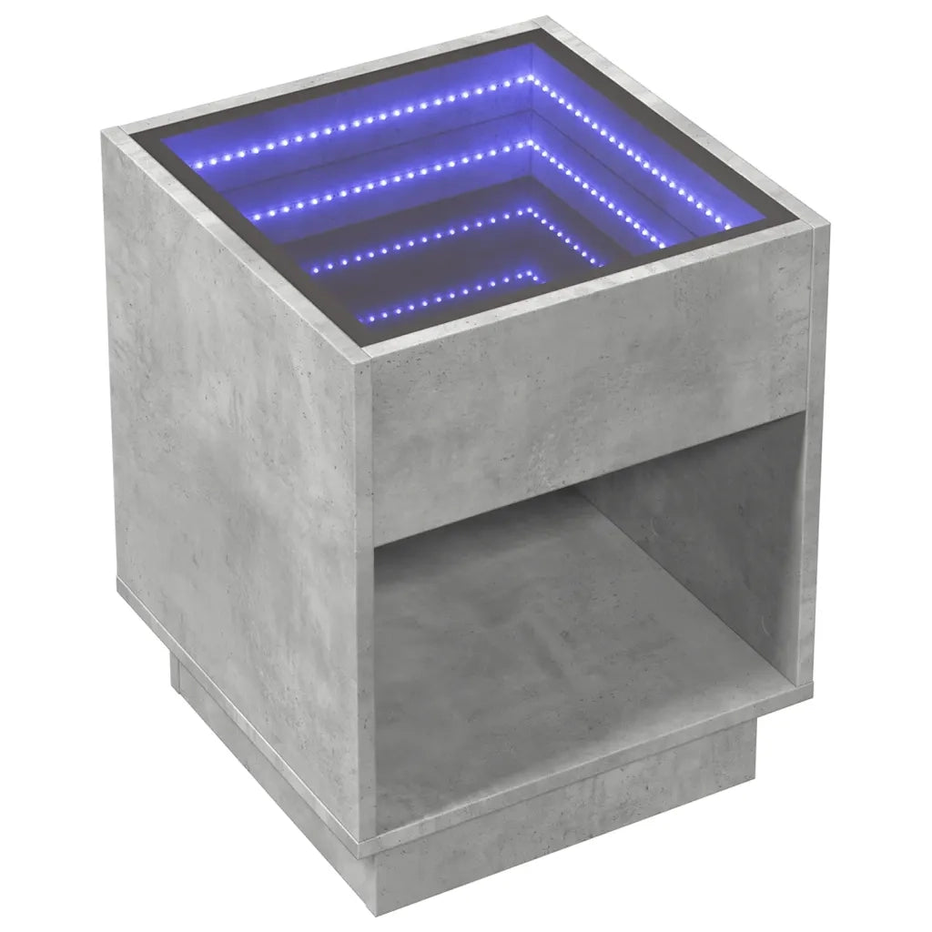 vidaXL Comodino con LED Infinity Grigio Cemento 40x40x50 cm
