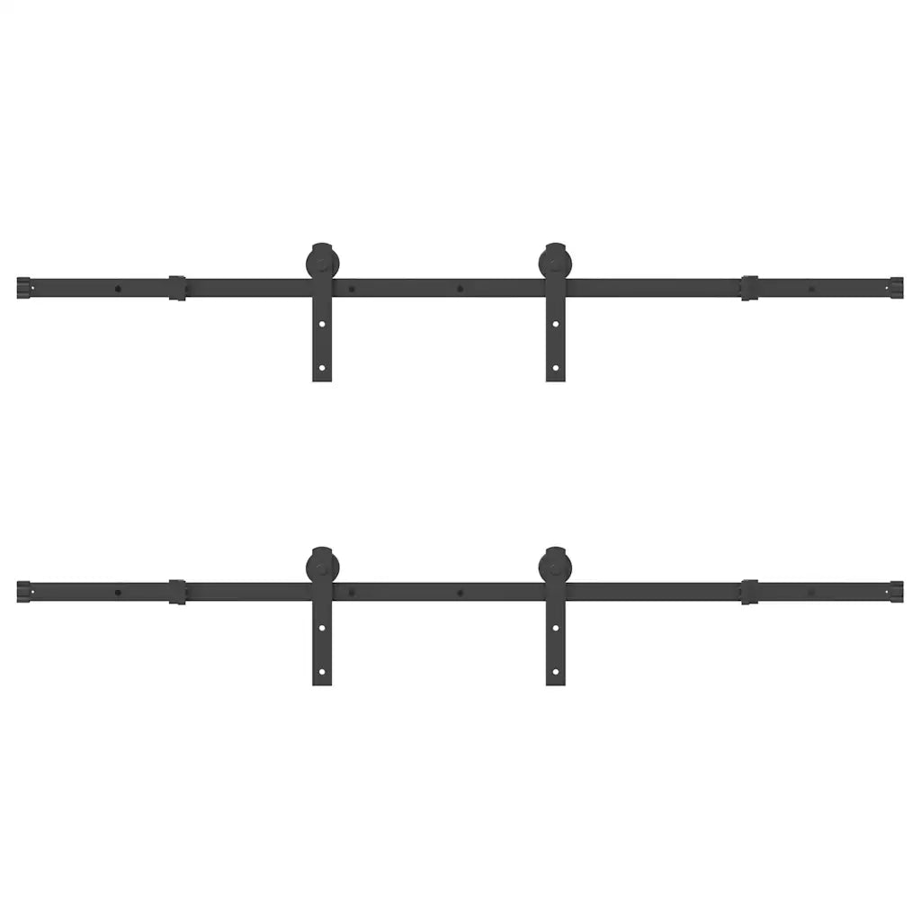 Kit di Binari per Porte Scorrevoli 400 cm Acciaio Nero 3295778