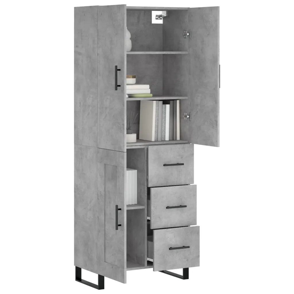 Credenza-Buffet-Armadio da cucina Grigio Cemento 69,5x34x180 cm in Legno Multistrato 861654