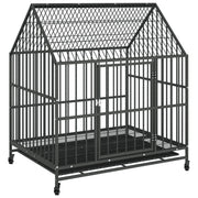 Gabbia per cani con ruote acciaio zincato nero 02_0041627