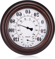 Termometro e Igrometro per Esterno - Stazione Meteorologica per Giardino - Misura del Tempo - Design Vintage - 20,3 cm - Bronzo