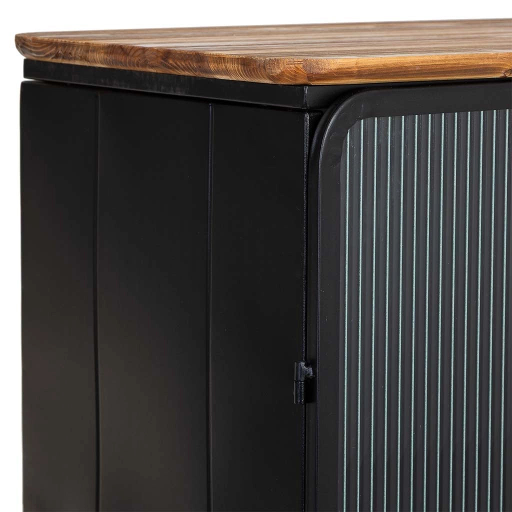 Vetrina in metallo, legno e vetro, 2 ante, nero, 84 x 35,8 x 152 h cm