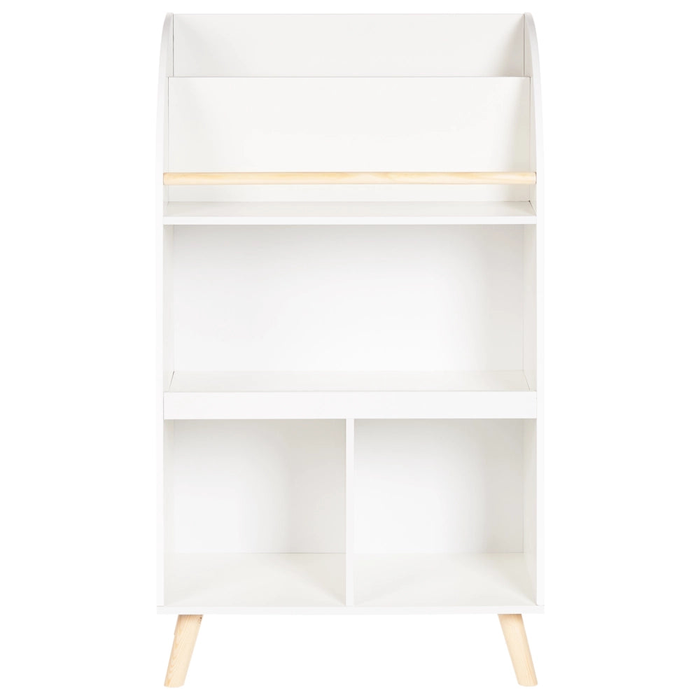 Scaffale a 3 ripiani per la camera dei bambini in legno di pino MDF gambe in legno bianco elegante