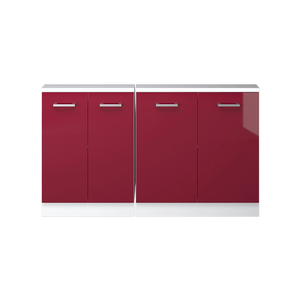Mobile cucina sottotetto R-Line Rosso lucido/Bianco 140 cm Set di 2 Vicco