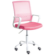 Sedia da ufficio in tessuto a rete rosa imbottitura regolabile in altezza girevole da scrivania per computer per ufficio domestico
