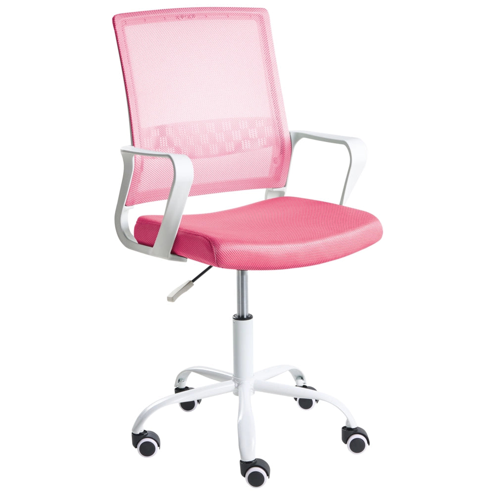 Sedia da ufficio in tessuto a rete rosa imbottitura regolabile in altezza girevole da scrivania per computer per ufficio domestico
