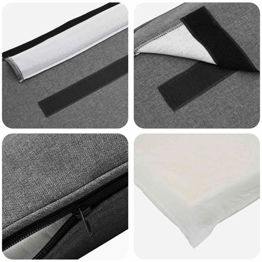 Testiera imbottita Marrone e Grigio Chiaro 100 cm Pino massello 880193