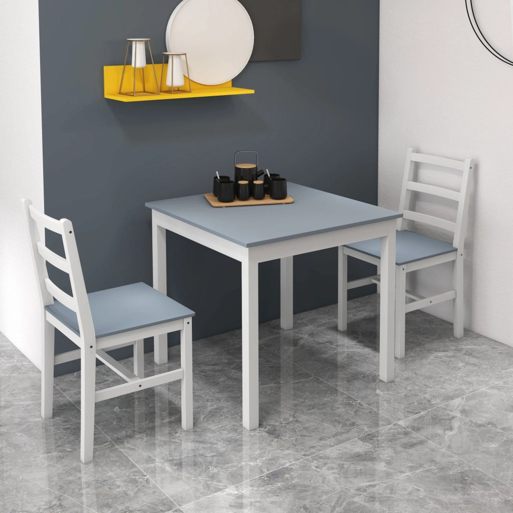 Set tavolo da pranzo per 2 persone con sedie ¨C Xylo ¨C legno pino bianco grigio