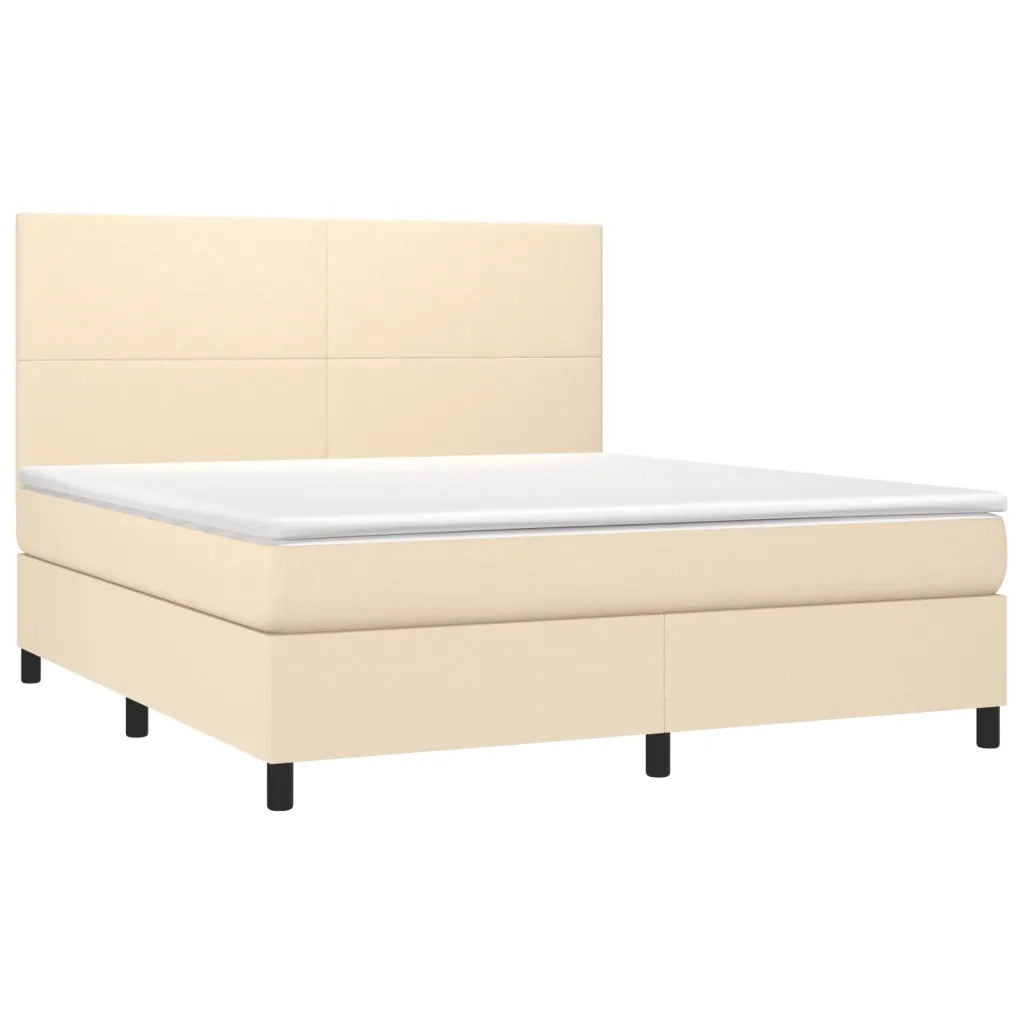 Letto a Molle con Materasso e LED Crema 180x200 cm in Tessutocod mxl 98951