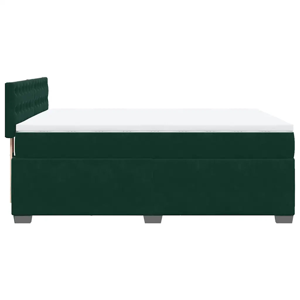 Giroletto a Molle con Materasso Verde Scuro 140x200 cm Velluto